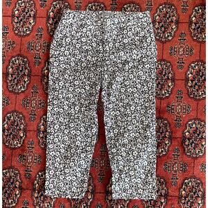 Liz Claiborne 8 Sloane Fit Black & White Floral Print Stretch Cotton Pants